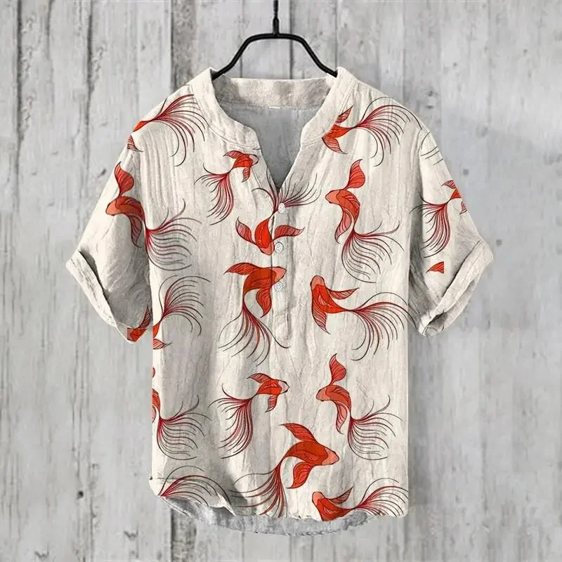 Men's casual shirt Hawaiian shirt 3D printed casual short sleeved shirt Men's clothing breathable shirt
