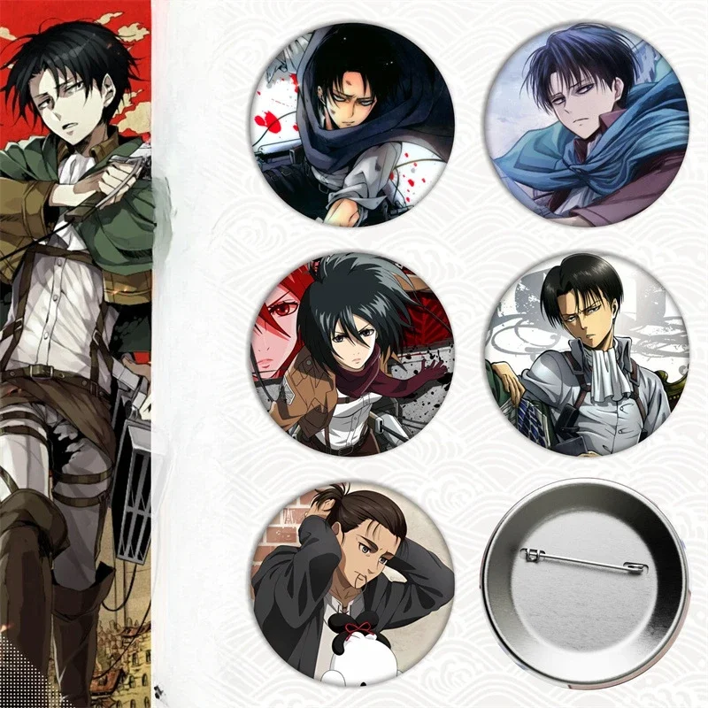 

58MM Laser Tinplate Circular Eren Jaeger Costumes Badge Dazzling Cool Hot Blooded Anime Character Accessories Pretty Supplies