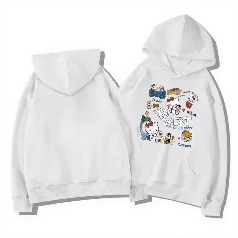 

MINISO 2025 Autumn/Winter New Cute Katie Cat Printed Hoodie with Imitation Embroidery Women's American Fun and Versatile Clothes