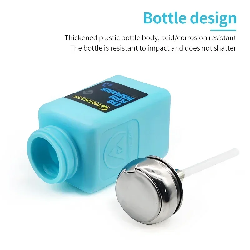 MECHANIC 100/180ML Metal Cap Liquid Alcohol Bottle Press Pumping ESD Fluid Dispenser Plastic Container For Phone Repair Cleaning