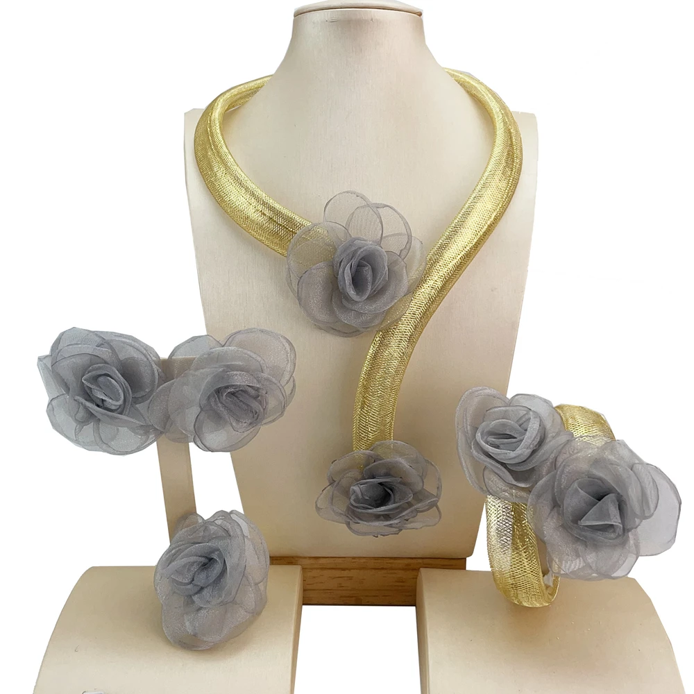 2025 Unique Jewelry Flower Brazilian Jewelry Sets For Women Gifts FHK20858