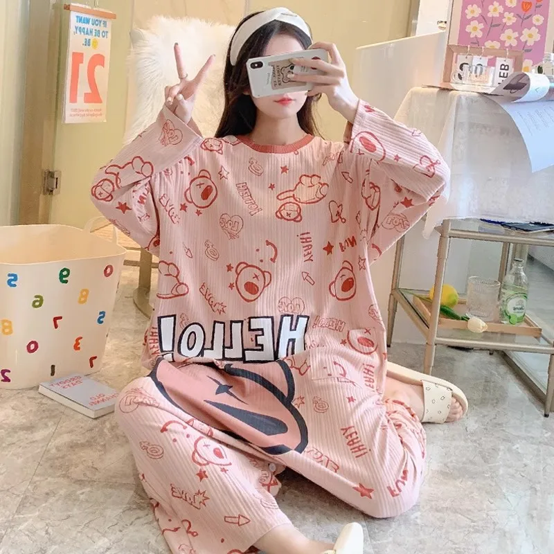 Autumn Long Sleeve Pajamas Onesies Fashion Bodysuit Cotton Cute Cartoon Women\'s Nightdress Gitl Nightgown