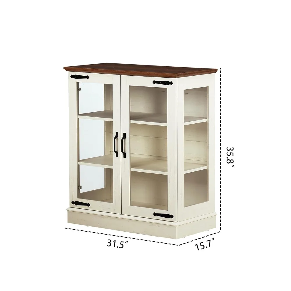 

31.5-inch Small Glass Door Display Case, Mini Coffee Bar Cabinet, with One Door, Customizable