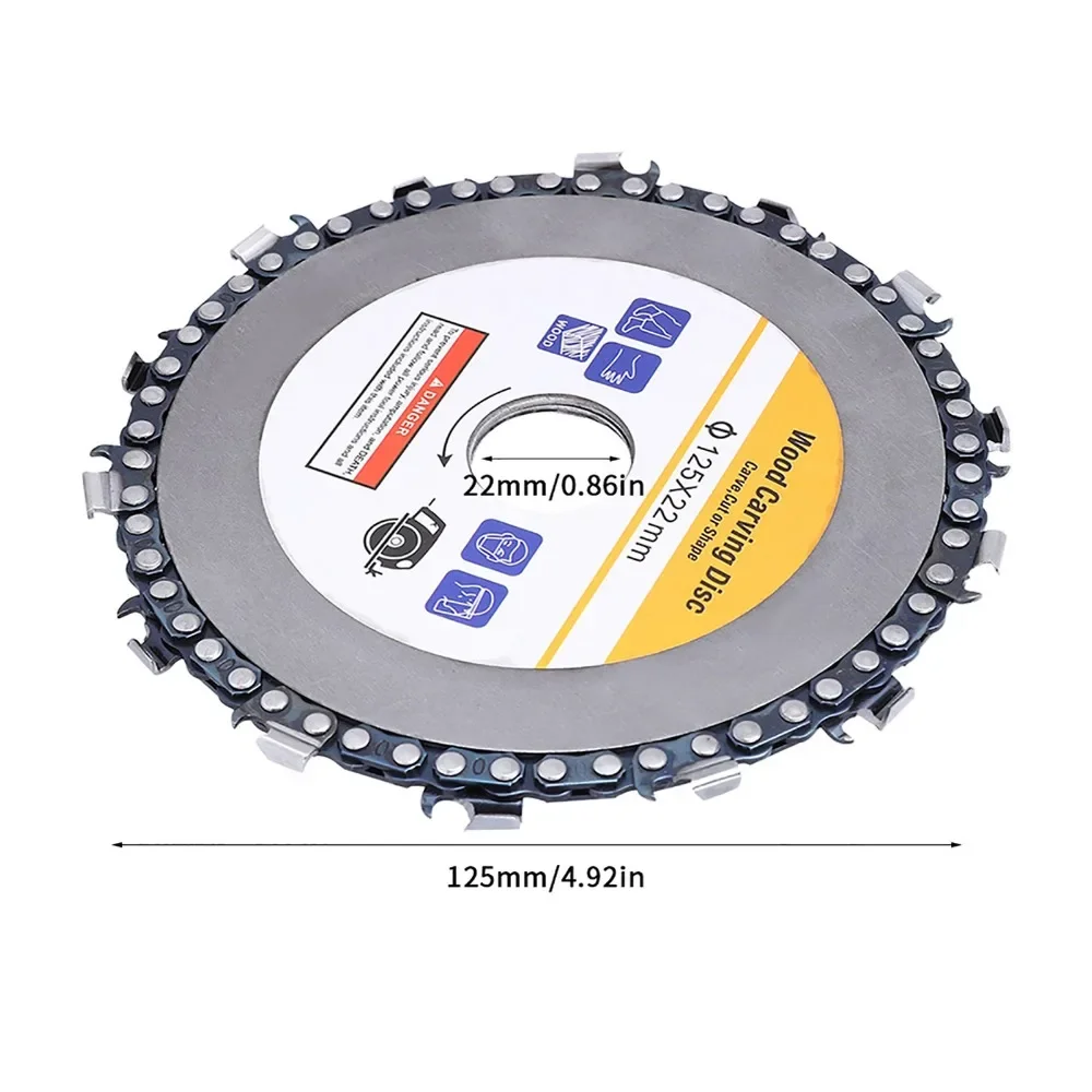 5 Inch Diameter Chain Saw Disc 7/8 Inch Arbor Yellow Color Angle Grinder Accessories 14 Teeth Circular Shape Wood Carving Disc