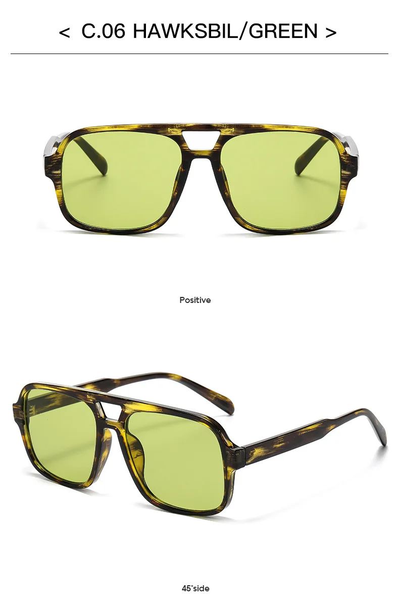 Mode gelbes Quadrat Frauen Sonnenbrille Retro Doppelbrücken großen Rahmen Sonnenbrille Frau Mode Luxus Designer Sonnenbrillen Brillen – Detail 19