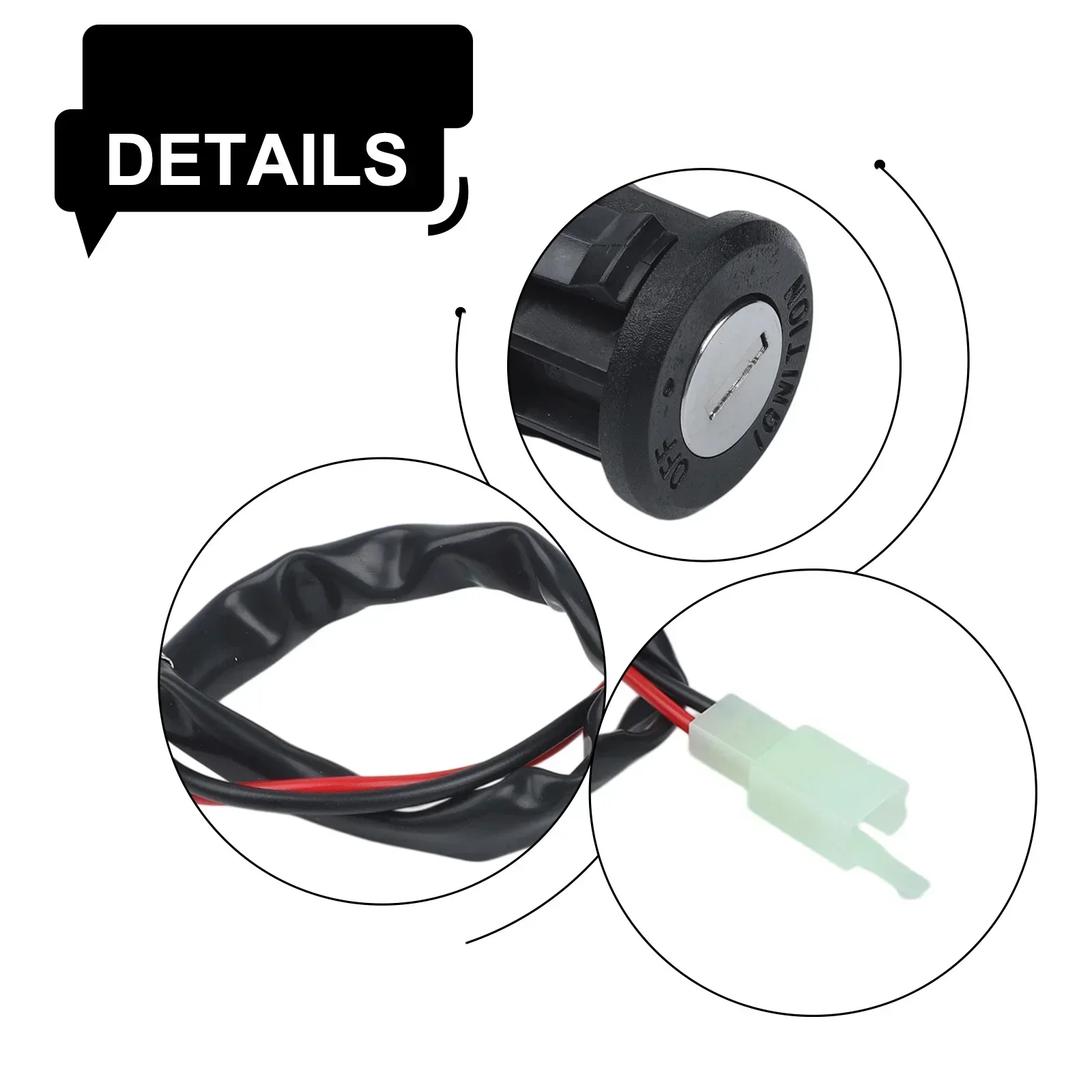 Замок-зажигания-для-электросамоката-электровелосипеда-2-проводной-с-2-ключами-пластик-металл-запасная-часть