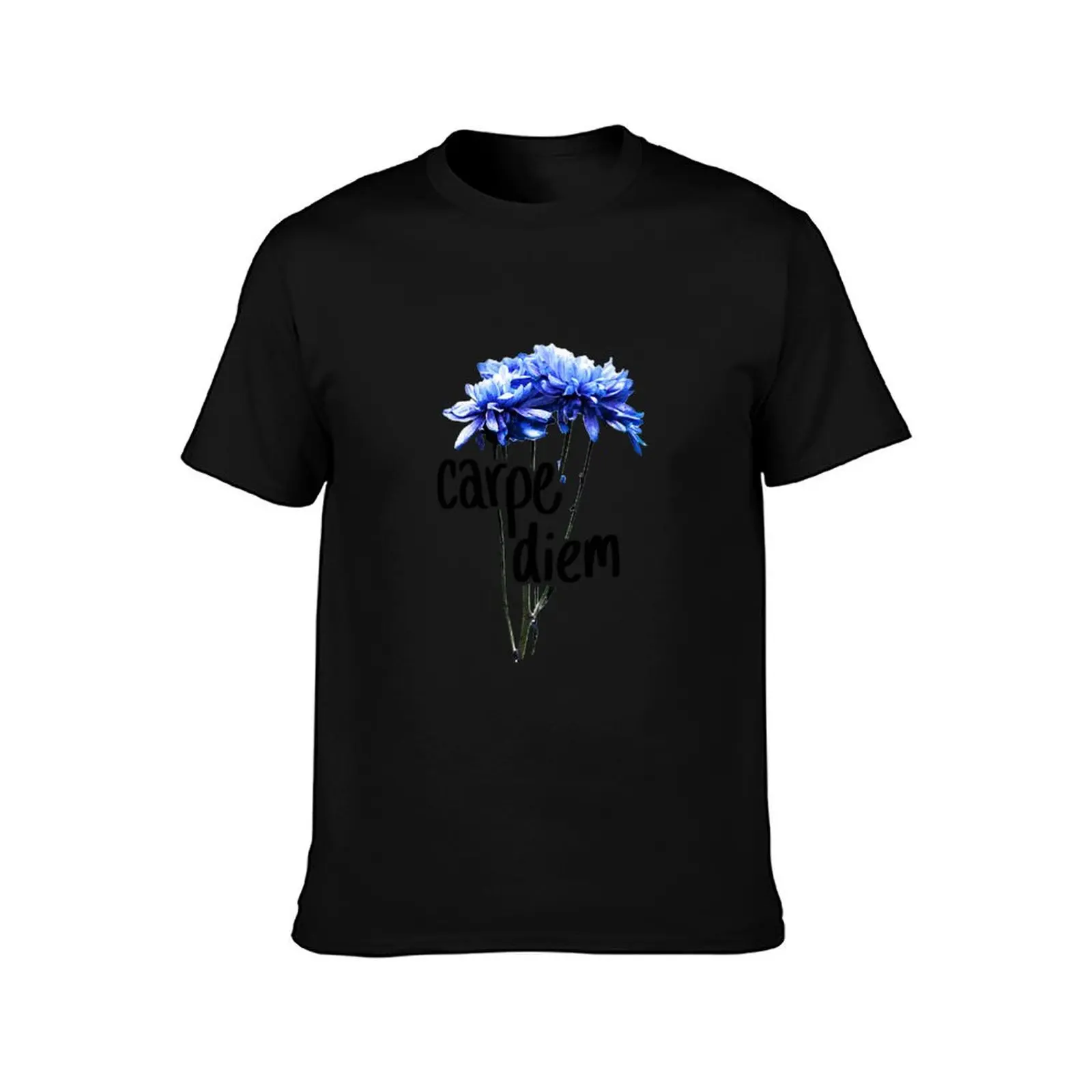 Carpe Diem Blue Flowers T-Shirt Sporty Breathable Short Sleeve T-Shirt