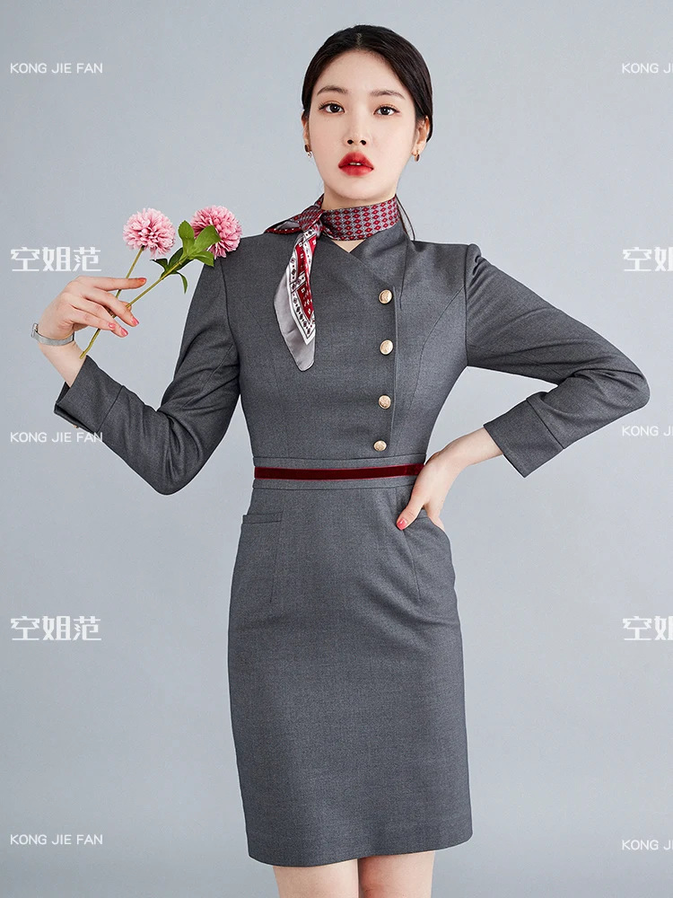 Airline Stewardess Uniform Professional Dress Sales Front Desk Clothing Enterprise Customer Service Occupation Wear