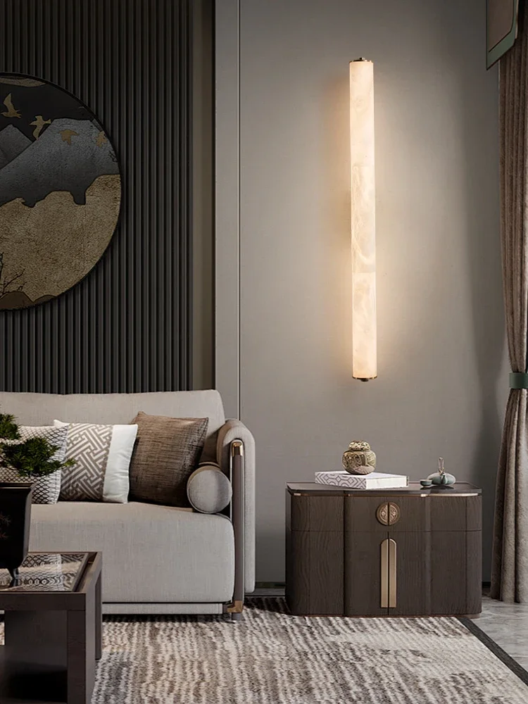 2025 Full Copper Spanish Natural Snowflake Marble LED Wall Lamp Modern Light Luxury Living Room Bedroom Bedside Balcony Lighting view 4