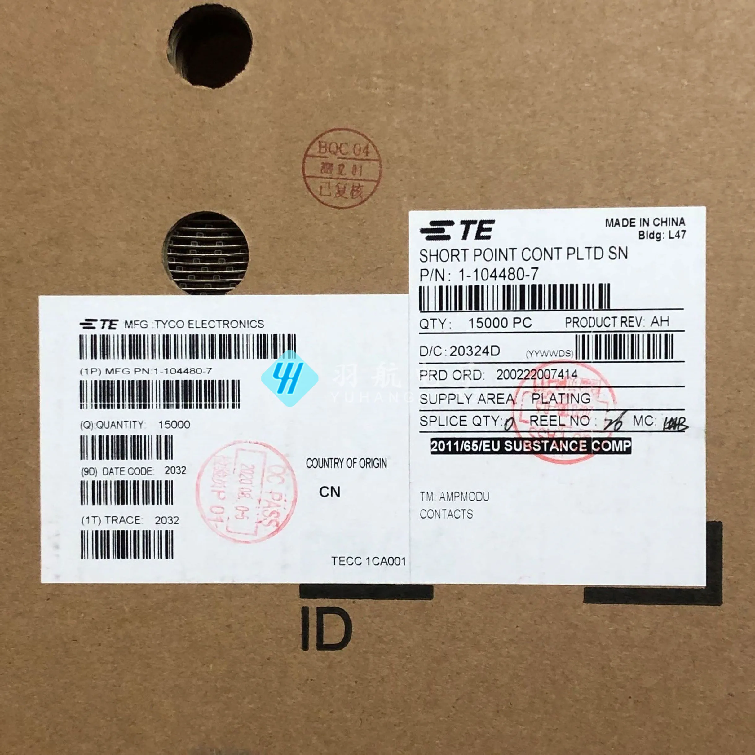 Terminal original 1-104480-7, 30 unid, Novo