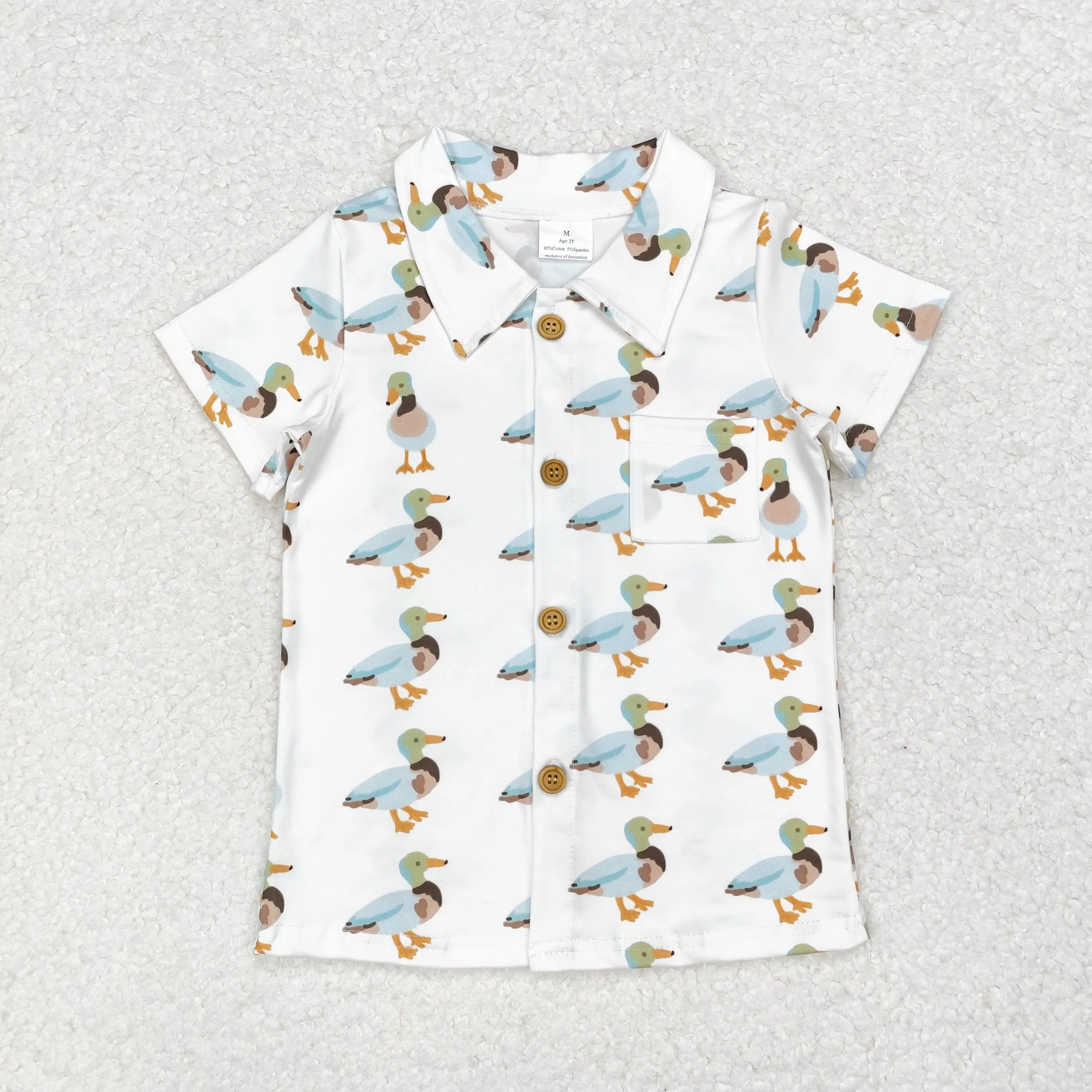 BT0738 Fashionable And Good-Looking Boys Clothes Short Sleeve Duck Pocket Buttons Print With Children Clothes Rts No Rts