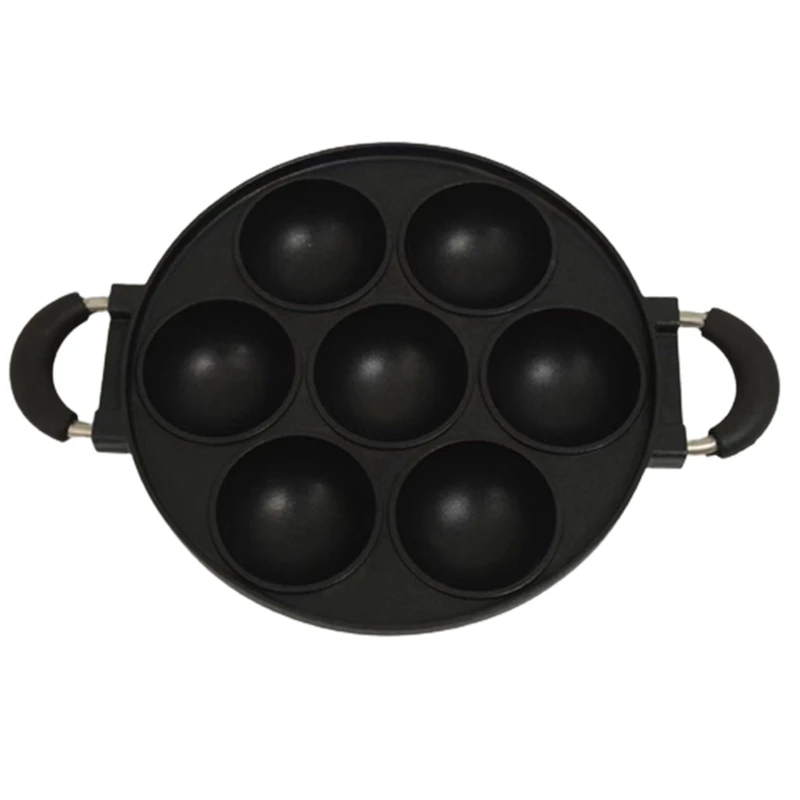 7 Hole Cooking Cake Pan Cast Iron Omelette Pan Non-Stick Cooking Pot Breakfast Egg Cooker Cake Mold Kitchen Cookware Kitchenware