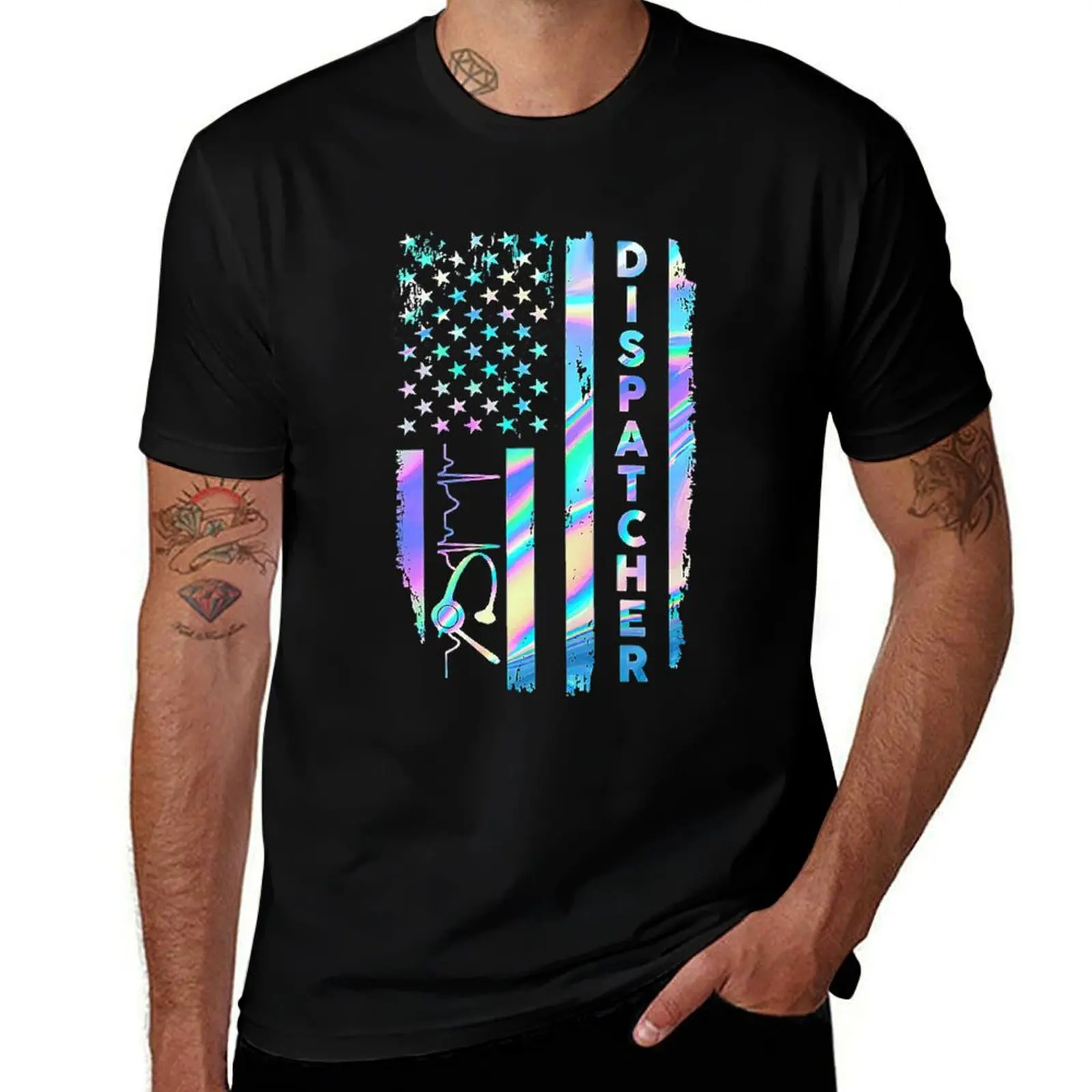 Dispatcher Flag USA T-Shirt Casual Basic Street Style T-Shirt