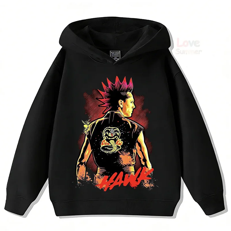 Herbst Cobra Kai Lustige Kinder-Hoodies, Kinder-Sweatshirt, Streetwear für Jungen und Mädchen, Grafik, lässiger Sport-Pullover – Detail 3