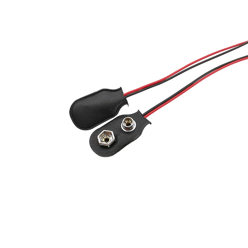 5Pcs 9V Battery Clips Red Black Wire Cable Connection Connector 9 Volt Battery Clip Snap Clamp Test Lead Wires Length 15CM