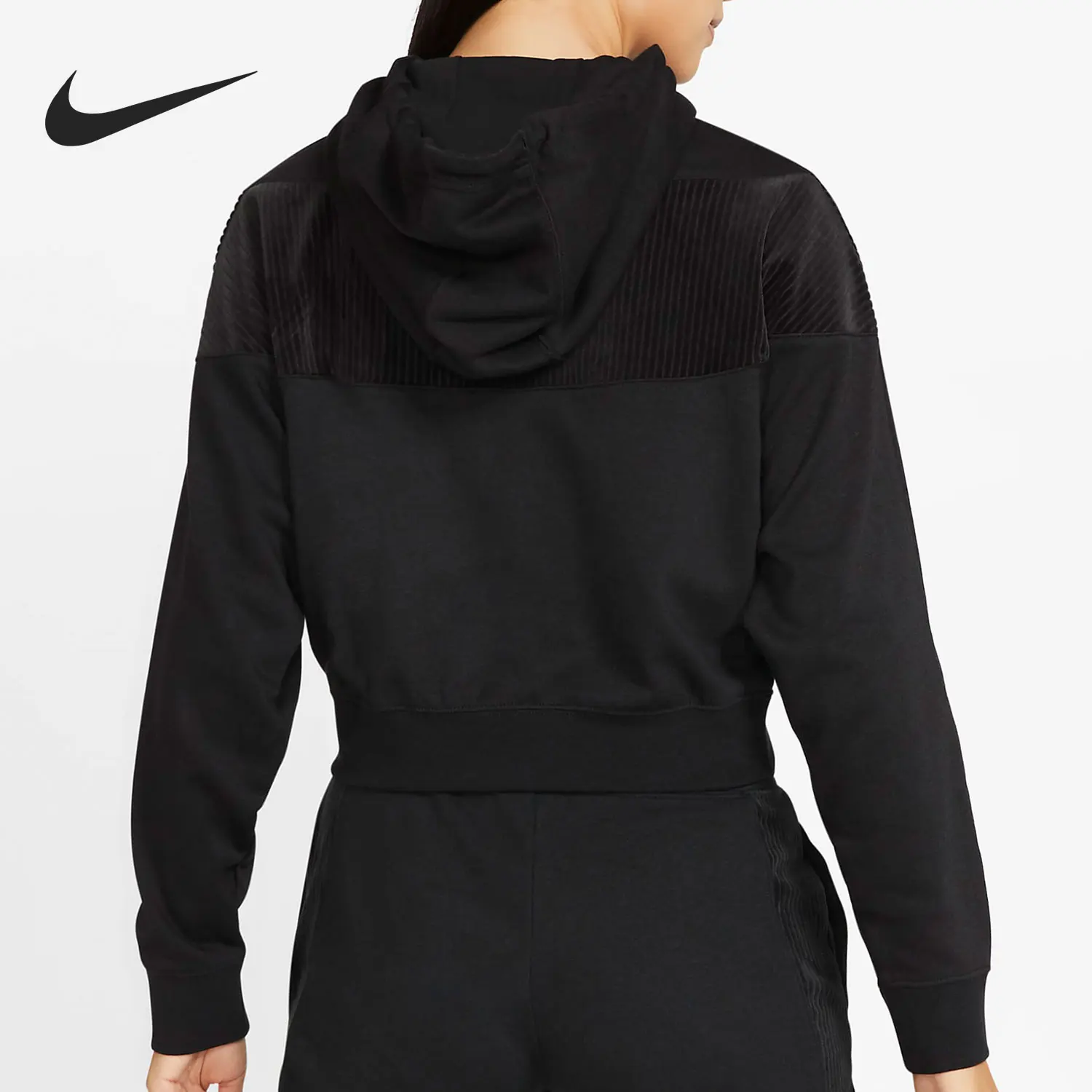 Nike Originals Womens Fleece Patchwork Hooded Sweatshirt CZ1879-010