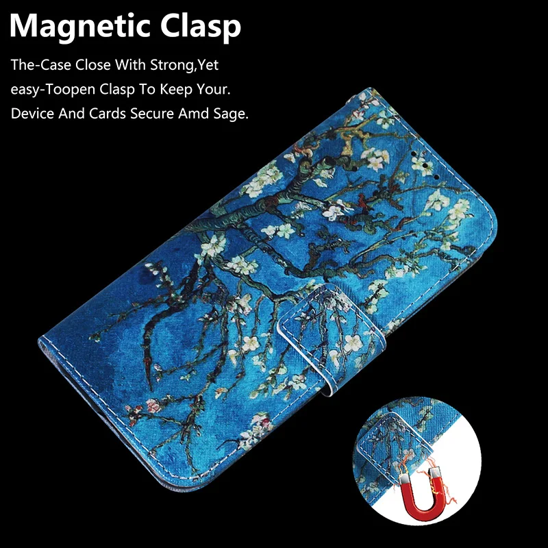 Painted Flip Leather Magnetic Case For Samsung Galaxy A21S A20S A10S a80 A90 A6 Plus A7 A8 A9 2018 A5 A3 2017 5G Protect Cover