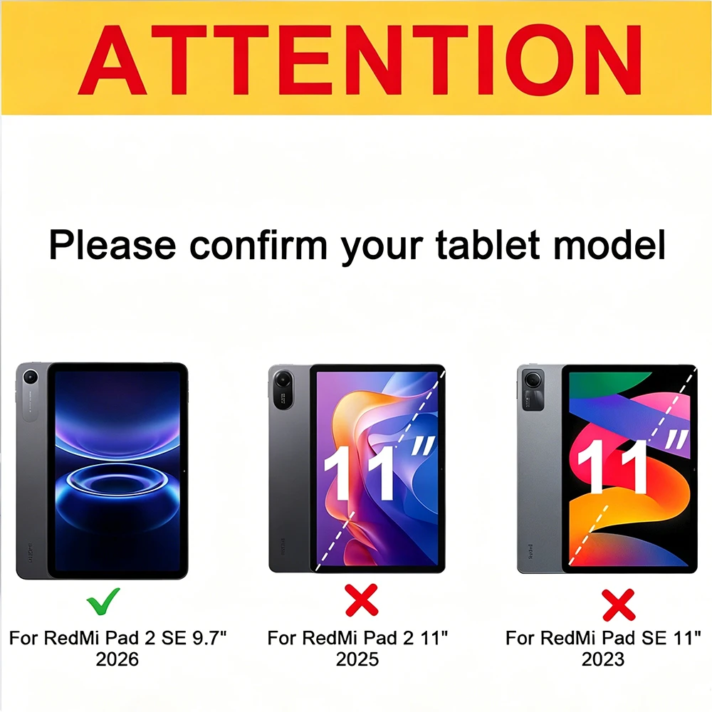For Xiaomi Redmi Pad 2 SE 9.7 2026 Shockproof Soft Silicone Tablet Case Ultra Thin Trifold Flip Stand Cover with Auto Wake Sleep