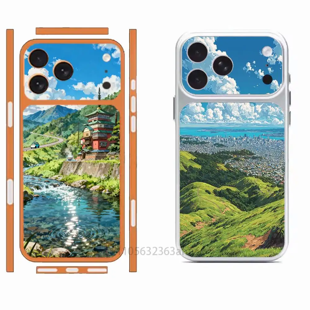 

Japan Anime Landscape Repeatedly Pasted For iPhone 17 Pro ProMax Back Sticker Cover