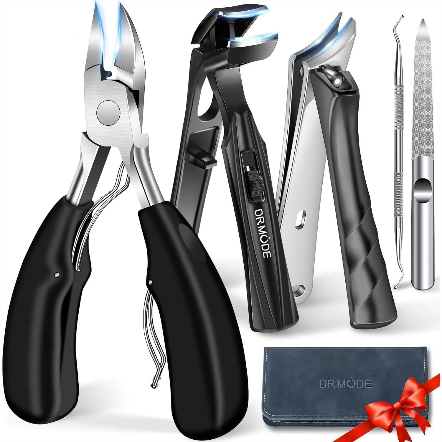 Toenail Clippers for Thick Toenails with Angled Head, Heavy Duty Ingrown Nail Clippers Set for Men and Seniors, Wide Jaw Ultra
