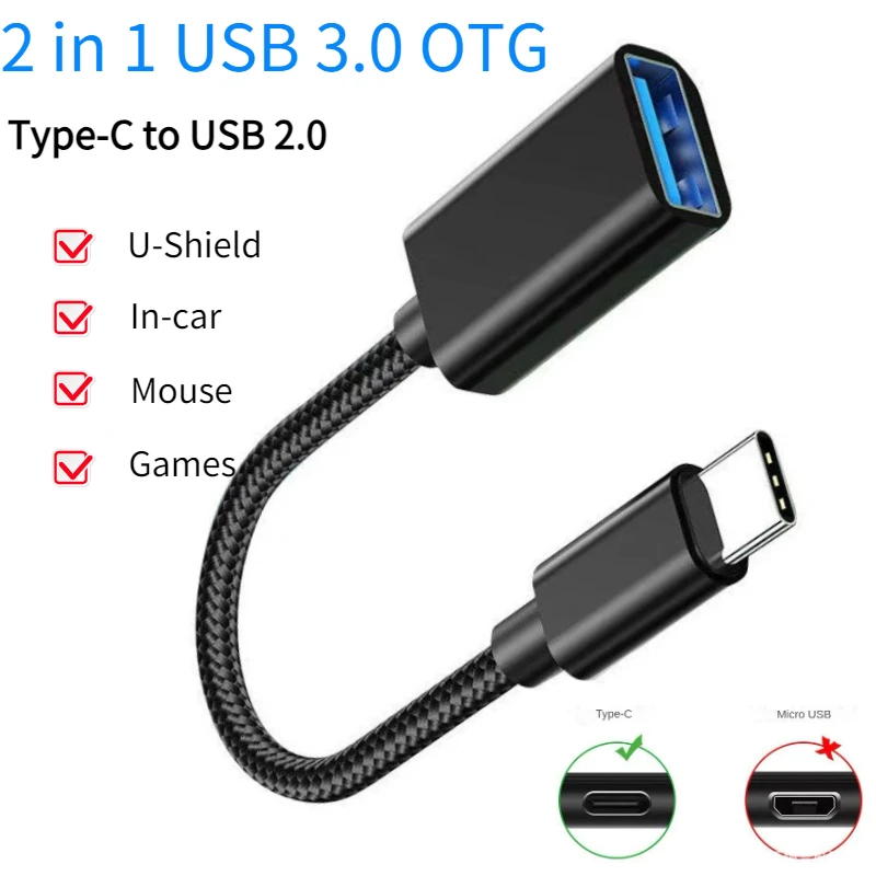 

OTG Type C Cable Adapter USB to Type C Adapter Connector for Xiaomi Samsung S20 Huawei OTG Data Cable Converter for MacBook Pro