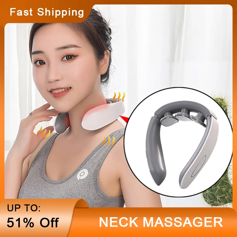 

Electric Neck Shooulder Massager Osteochondrosis Treatment TENS Pulse Relieve Pain Heating Cervical Spine Massage Health Care