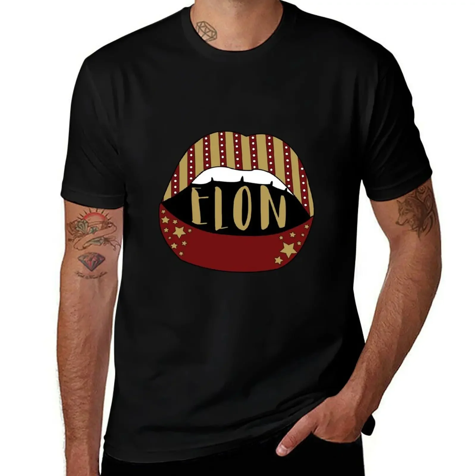 

Elon Lips T-Shirt blanks quick drying sports fans man clothes cotton t shirt men