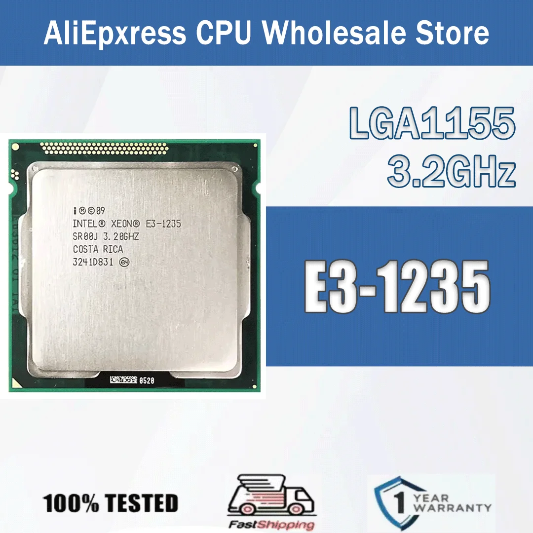 Processador Intel Xeon E3-1235 4 Núcleos 8 Threads 3.2GHz 95W 8MB Cache 32nm LGA1155 SR00J DDR3 1066/1333 MHz Sandy Bridge HD Graphics P3000