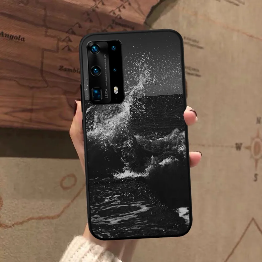 Black Sea Wave Water Phone Case For Huawei P 8 9 10 20 30 40 50 Pro Lite Psmart Honor 10 lite 70 Mate 20lite