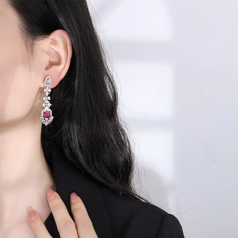 New Earrings Jewelry Accessories Colorful Gemstone Earrings High-end Luxury Studs Sapphire Drop Earrings Wholesale