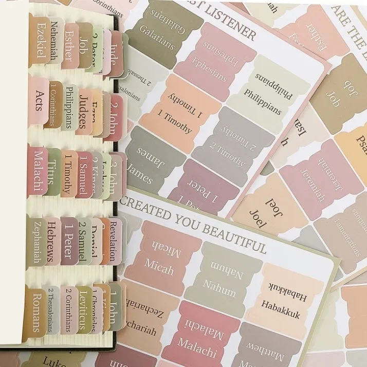 Bible Index Label Morandi Color, Bible Index Label Stickers, Book Separation Stickers