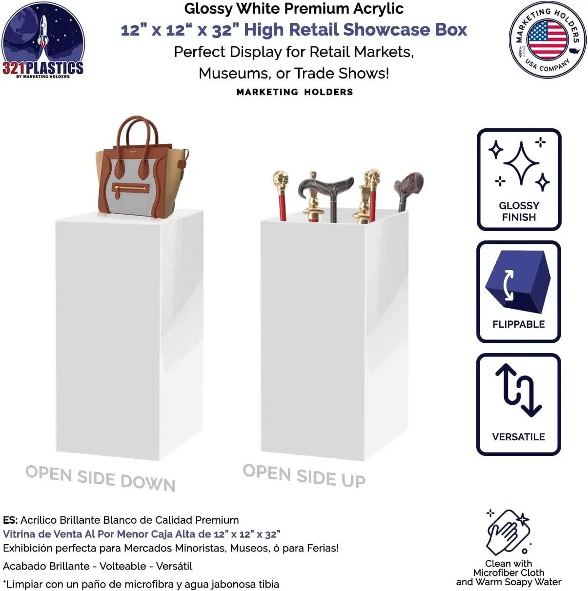 2 Pack White Pedestal Platform Tall Box 12