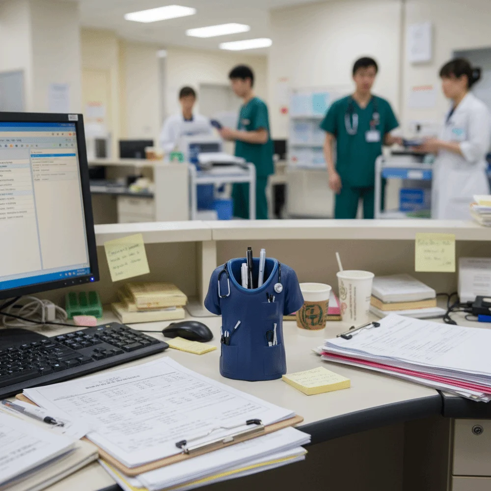 Creative Doctor's Coat-Shaped Pen Holder With Stethoscope Decoration Practical Doctor White Coat Pencil Holder