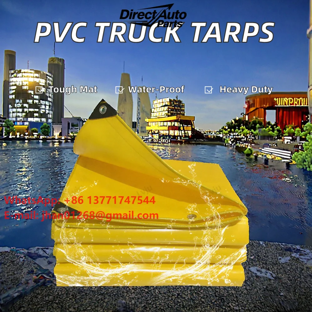 Mildew Resistant PVC Truck Cover Tarps: Durable PVC Coated Tarpaulin Cover for Plain Style Trucks, Easy to Install/Fold
