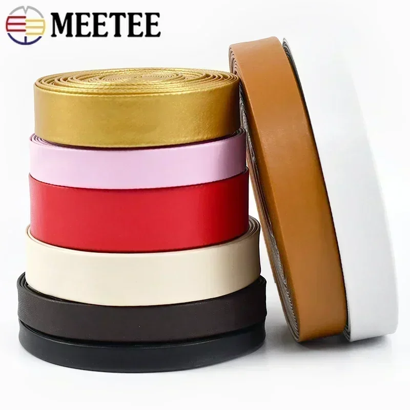 Meetee 5M 5-30mm PU Hemming Ribbon Leather Cords Soft Jewelry Decoration Rope DIY Bracelet Bags Clothes Edge Accessories RD006