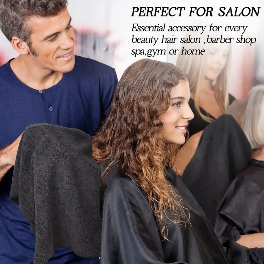 26 Pack Salon Towel Bulk Black Microfiber Hair Drying Towels Bleach Proof Microfiber Lint Free Absorbent Hand Towels Set for Hom