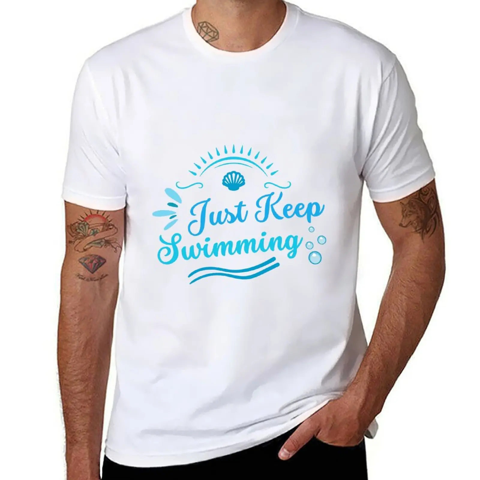 

Quote Just keep 100% Swimming t shirts T-Shirt Beach Summer Swimmer man cotton cotton t 100% shirts
