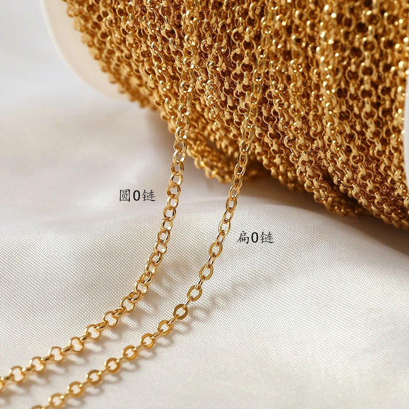 1 Meter Copper Clad Gold color Electroplating O Chain Love Leaf Diy Handmade Jewelry Bracelet Necklace Accessories