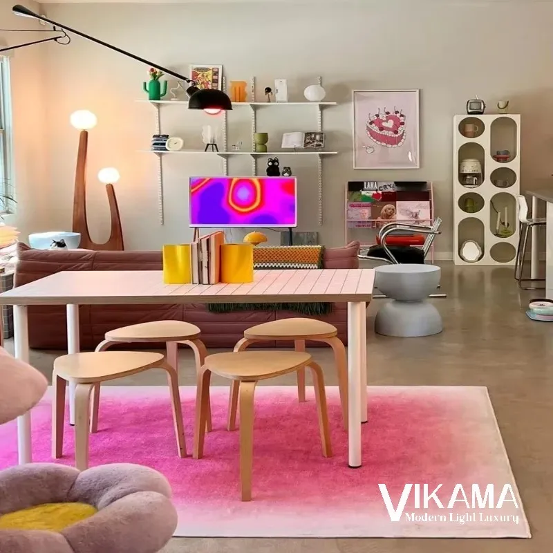 VIKAMA-alfombra de lujo con luz de color degradado, sala de estar, minimalismo, dormitorio, mesita de noche, niña, decoración creativa para el hogar