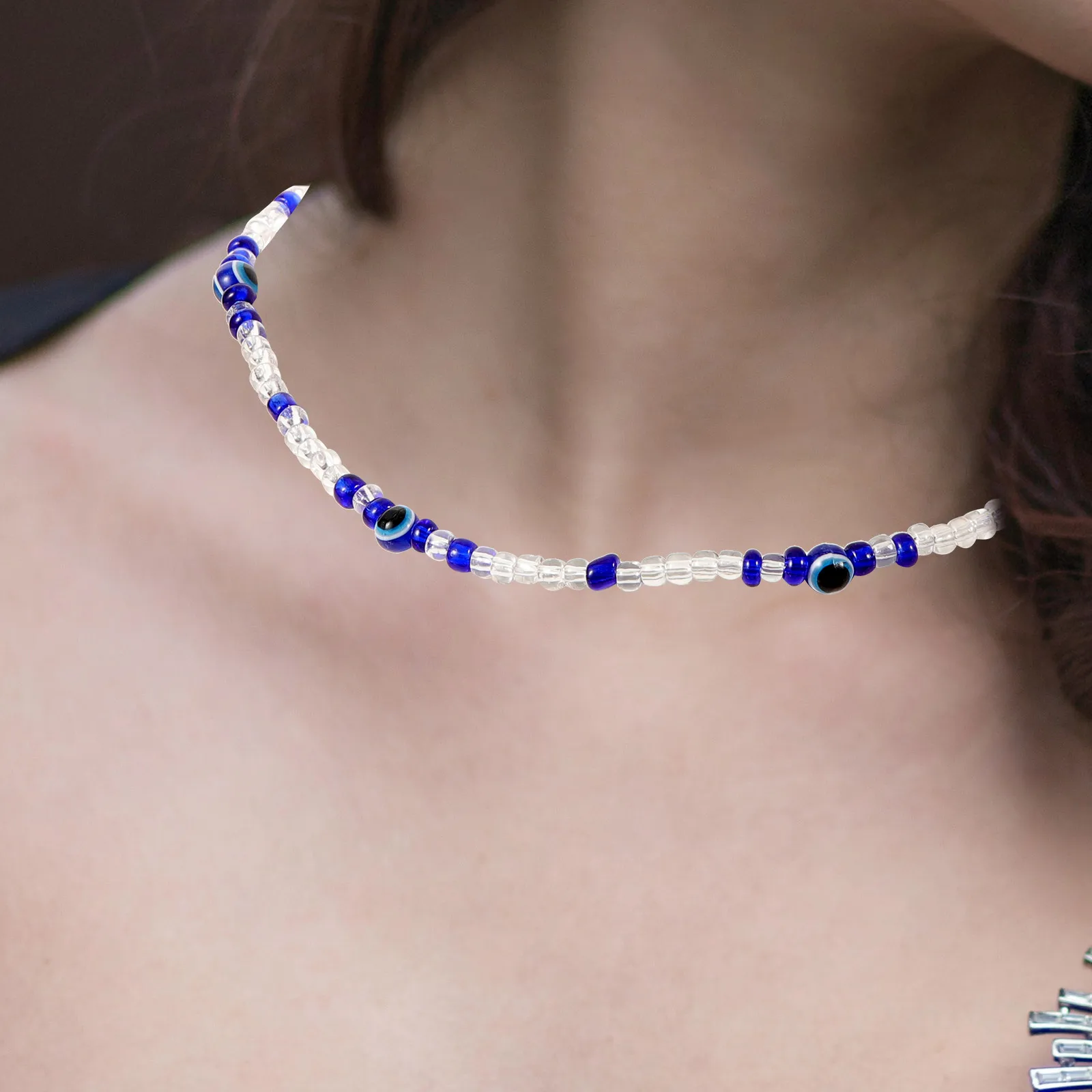 

1 Piece Beaded Clavicle Chain Necklace Lightweight Simple Design Comfortable Wear Women Girls Summer Beach Jewelry Accessory