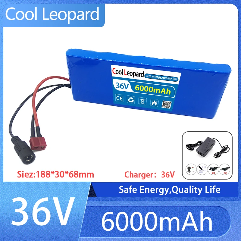 

Ebike 42V Charger 10S1P 36V 6000Mah 18650 CooI Leopard Lithium Ion Battery Pack Electric Car Bicycle Scooter Belt 20A BMS 500W