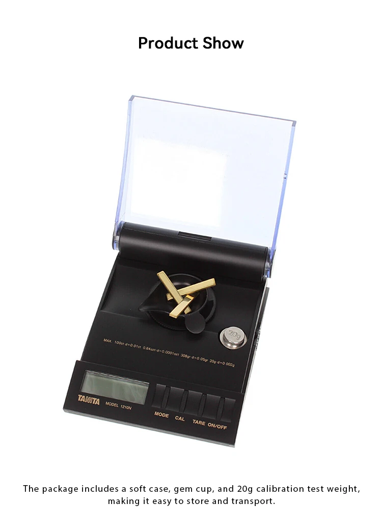 Tanita 1210N Professionelle Diamant- und Edelsteinwaage, 0,01 ct Genauigkeit, 100 ct Kapazität, 4 Wägemodi, digitale Schmuckwaage – Detail 5