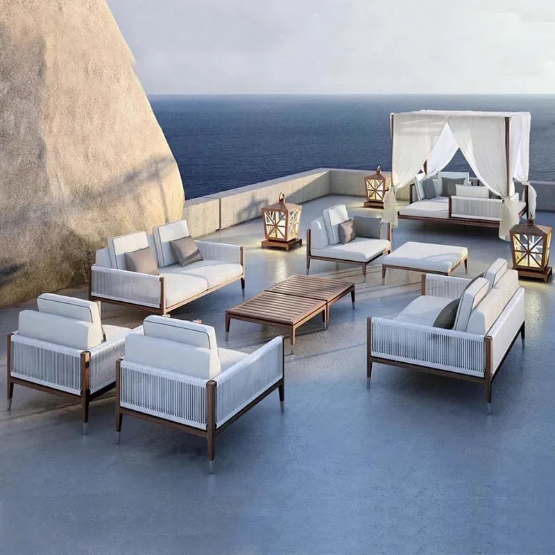 

Leisure Vine Outdoor Sofas Hotel Homestay Wood Modern Office Garden Sofas Accent Nordic Design Furniture Gartenstuhl Lshysf