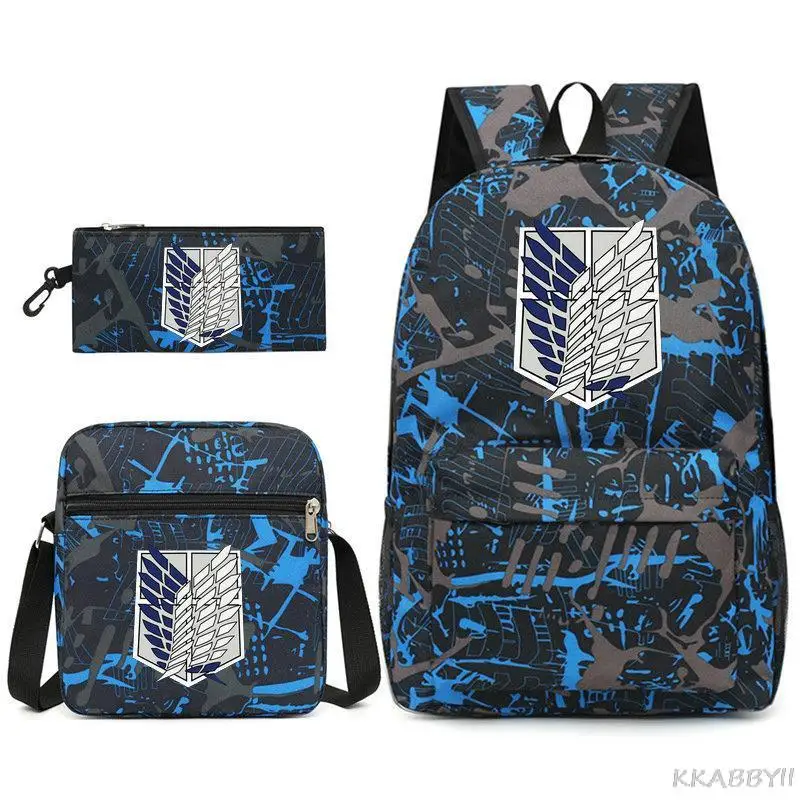 Attack on Titan Anime School Bag for Girls Boys Children Back To School Backpack Shoulder Bag Pencil Case Set Students Schoolbag