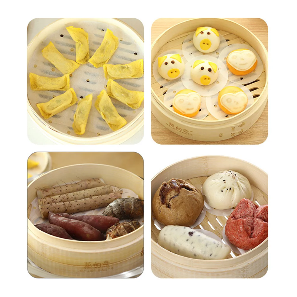 

500pcs Round Steamer Liners Eco-Friendly Silicone Paper 7.5Cm Oil Absorption Steaming Paper For Buns Dumplings Easy Clean