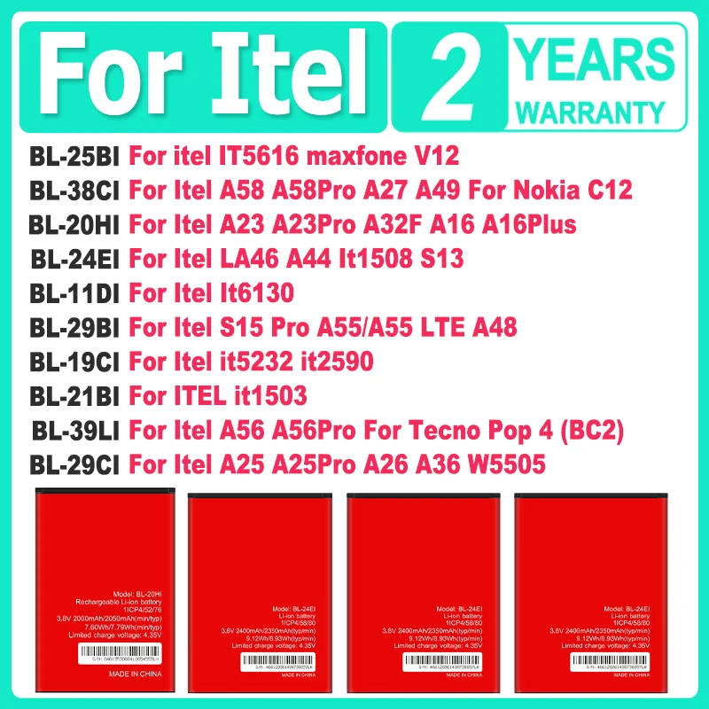 

Battery For itel maxfone V12 A16 A26 A27 A23 A44 A36 A49 A55 A56 A58 A25 A32F IT5616 it5232 It6130 it1503 BC2 Pro Plus Nokia C12