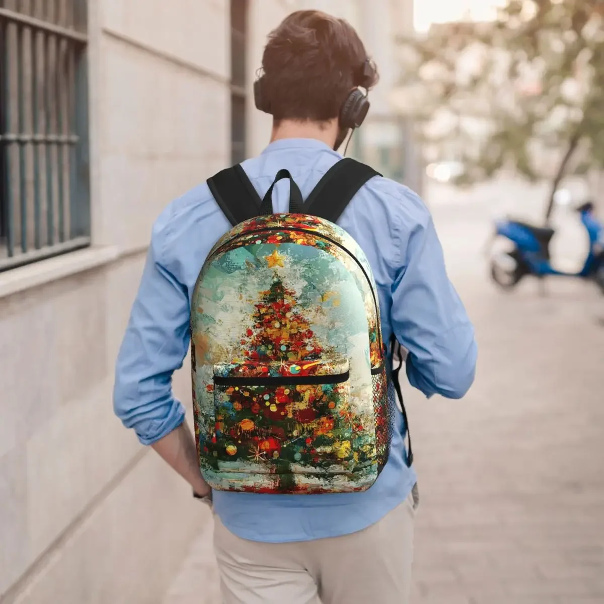 Exquisite Christmas Tree Print Student Backpack School Bag Hiking Travel Daypack for Boys Girls Bookbag Shoulder Bags
