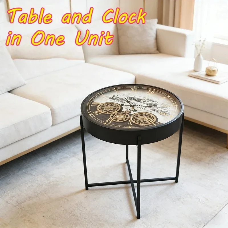 Stable Folding Round Tables Industrial Steam-punk Vibe Thickened Alloy Bracket Coffee Table American Retro Luxury Home Furniture