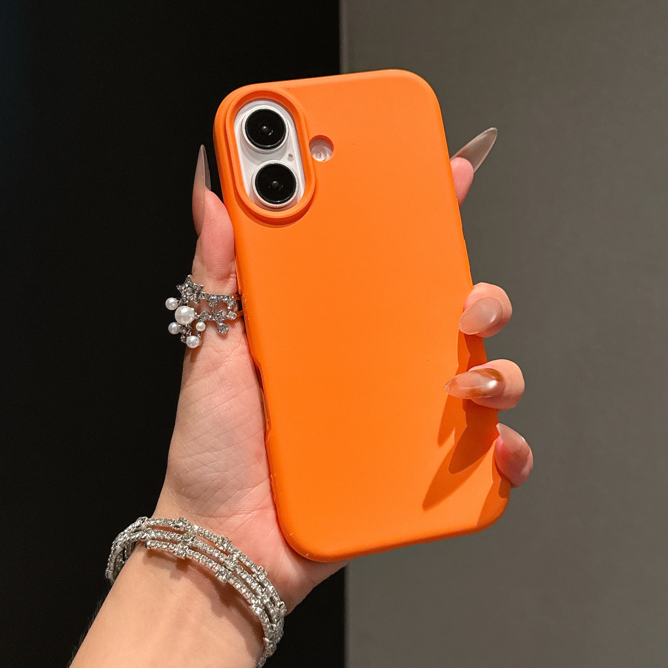 Funda de Color Naranja para iPhone 17 Pro Max, 17, 16, 15, 14, 13, 12, 11 Pro Max, mini, Plus, Antideslizante, de Silicona Líquida Original