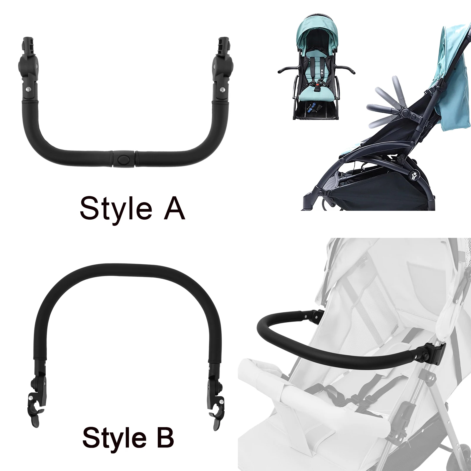 

Stroller Bumper Bar Adjustable Angle Replacement Armrest Detachable Stroller Bar Handlebar Crossbar Stroller Accessory Leather